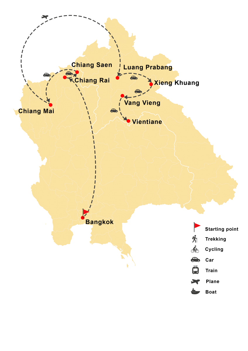 Il viaggio tra la Thailandia e il Laos durante 18 giorni
